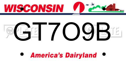 GT7O9B Wisconsin License Plate