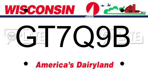 GT7Q9B Wisconsin License Plate
