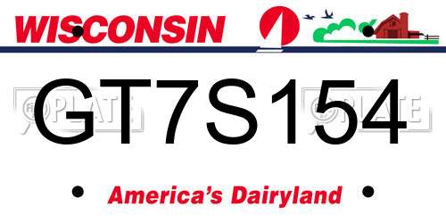 GT7S154 Wisconsin License Plate