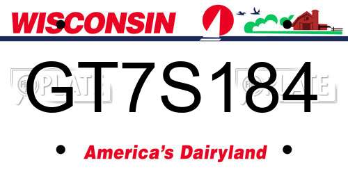 GT7S184 Wisconsin License Plate
