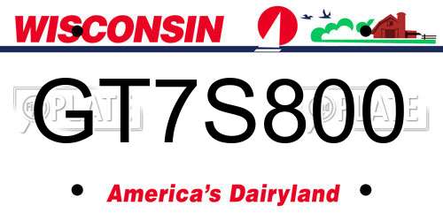 GT7S800 Wisconsin License Plate
