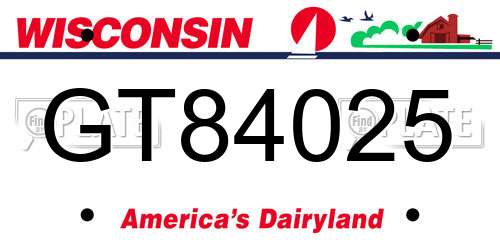 GT84025 Wisconsin License Plate