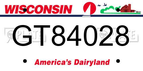GT84028 Wisconsin License Plate