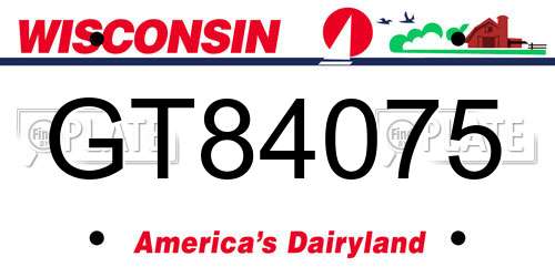 GT84075 Wisconsin License Plate