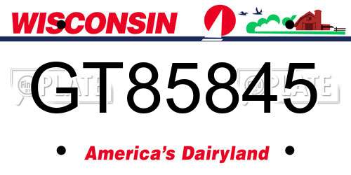 GT85845 Wisconsin License Plate