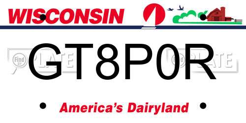 GT8P0R Wisconsin License Plate