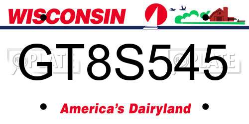 GT8S545 Wisconsin License Plate