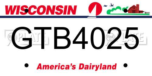 GTB4025 Wisconsin License Plate