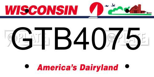 GTB4075 Wisconsin License Plate