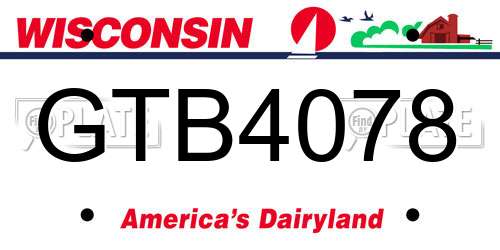 GTB4078 Wisconsin License Plate