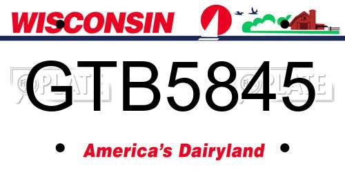 GTB5845 Wisconsin License Plate