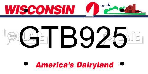 GTB925 Wisconsin License Plate