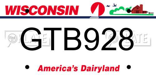 GTB928 Wisconsin License Plate