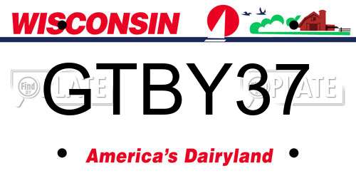 GTBY37 Wisconsin License Plate