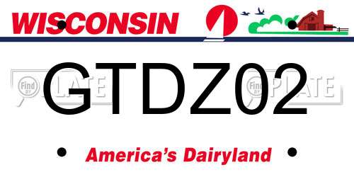 GTDZ02 Wisconsin License Plate