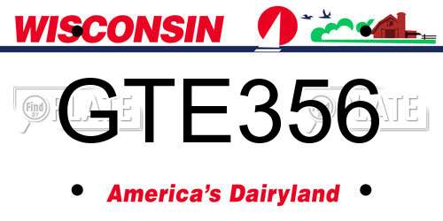 GTE356 Wisconsin License Plate