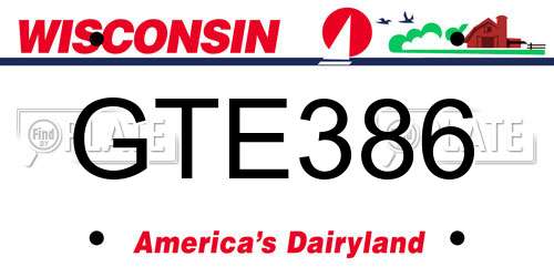 GTE386 Wisconsin License Plate