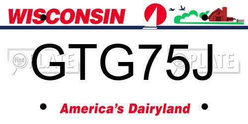 GTG75J Wisconsin License Plate