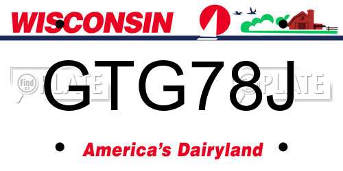 GTG78J Wisconsin License Plate