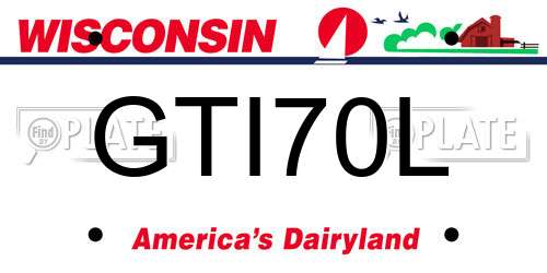 GTI70L Wisconsin License Plate