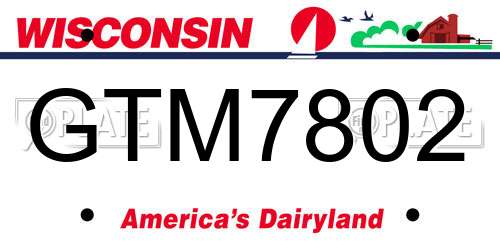 GTM7802 Wisconsin License Plate