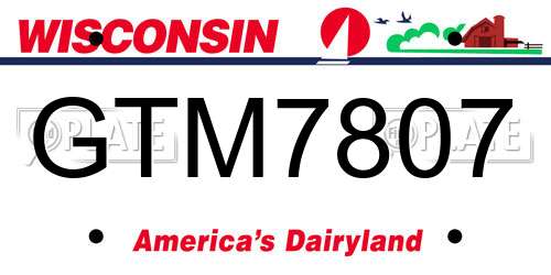 GTM7807 Wisconsin License Plate