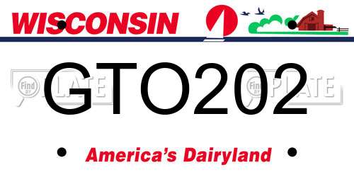 GTO202 Wisconsin License Plate