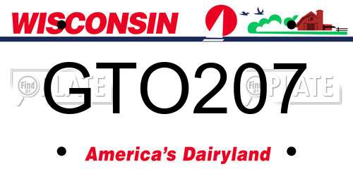 GTO207 Wisconsin License Plate