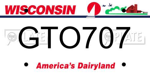GTO707 Wisconsin License Plate