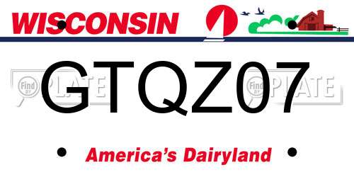 GTQZ07 Wisconsin License Plate