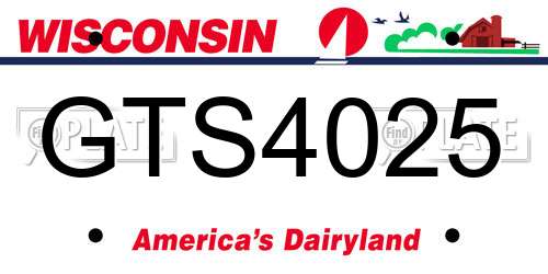 GTS4025 Wisconsin License Plate