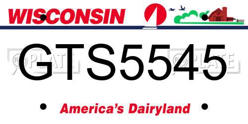 GTS5545 Wisconsin License Plate