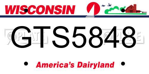 GTS5848 Wisconsin License Plate