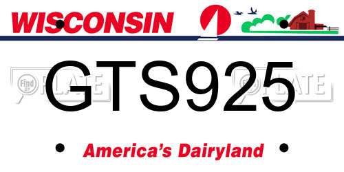 GTS925 Wisconsin License Plate