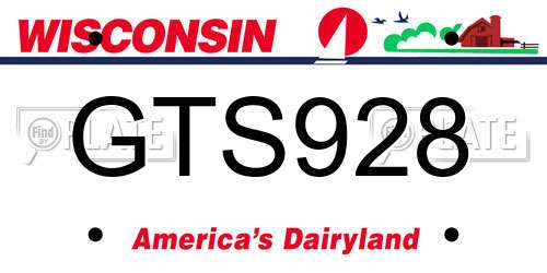 GTS928 Wisconsin License Plate