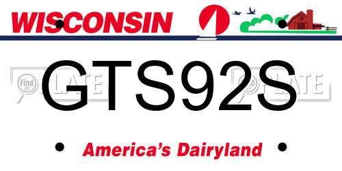GTS92S Wisconsin License Plate
