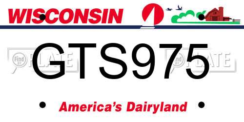 GTS975 Wisconsin License Plate