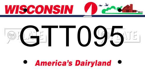 GTT095 Wisconsin License Plate