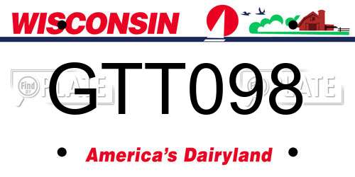 GTT098 Wisconsin License Plate