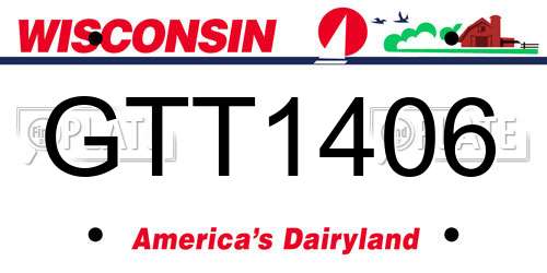 GTT1406 Wisconsin License Plate