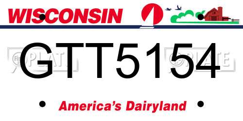 GTT5154 Wisconsin License Plate