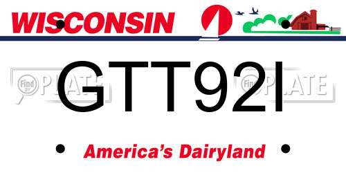 GTT92I Wisconsin License Plate