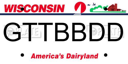 GTTBBDD Wisconsin License Plate