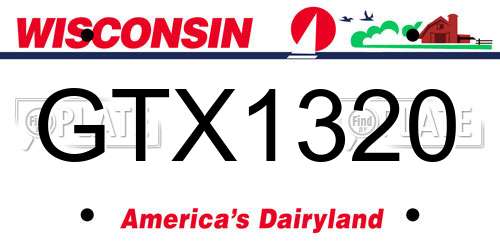 GTX1320 Wisconsin License Plate
