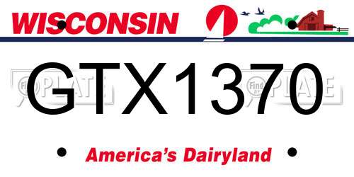 GTX1370 Wisconsin License Plate