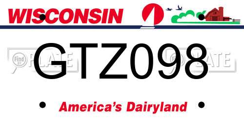 GTZ098 Wisconsin License Plate