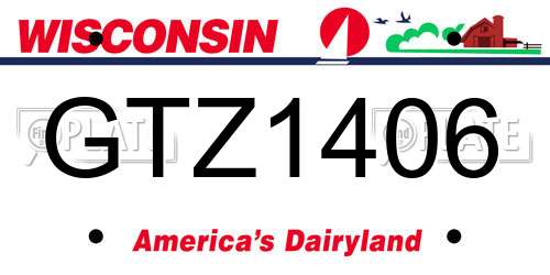 GTZ1406 Wisconsin License Plate