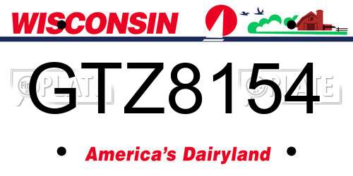 GTZ8154 Wisconsin License Plate