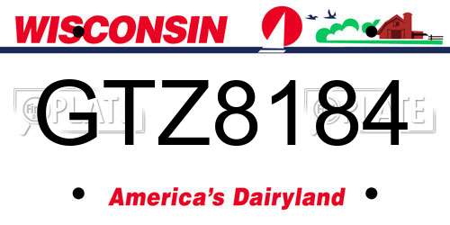 GTZ8184 Wisconsin License Plate