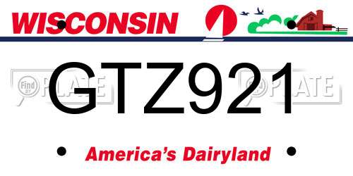 GTZ921 Wisconsin License Plate
